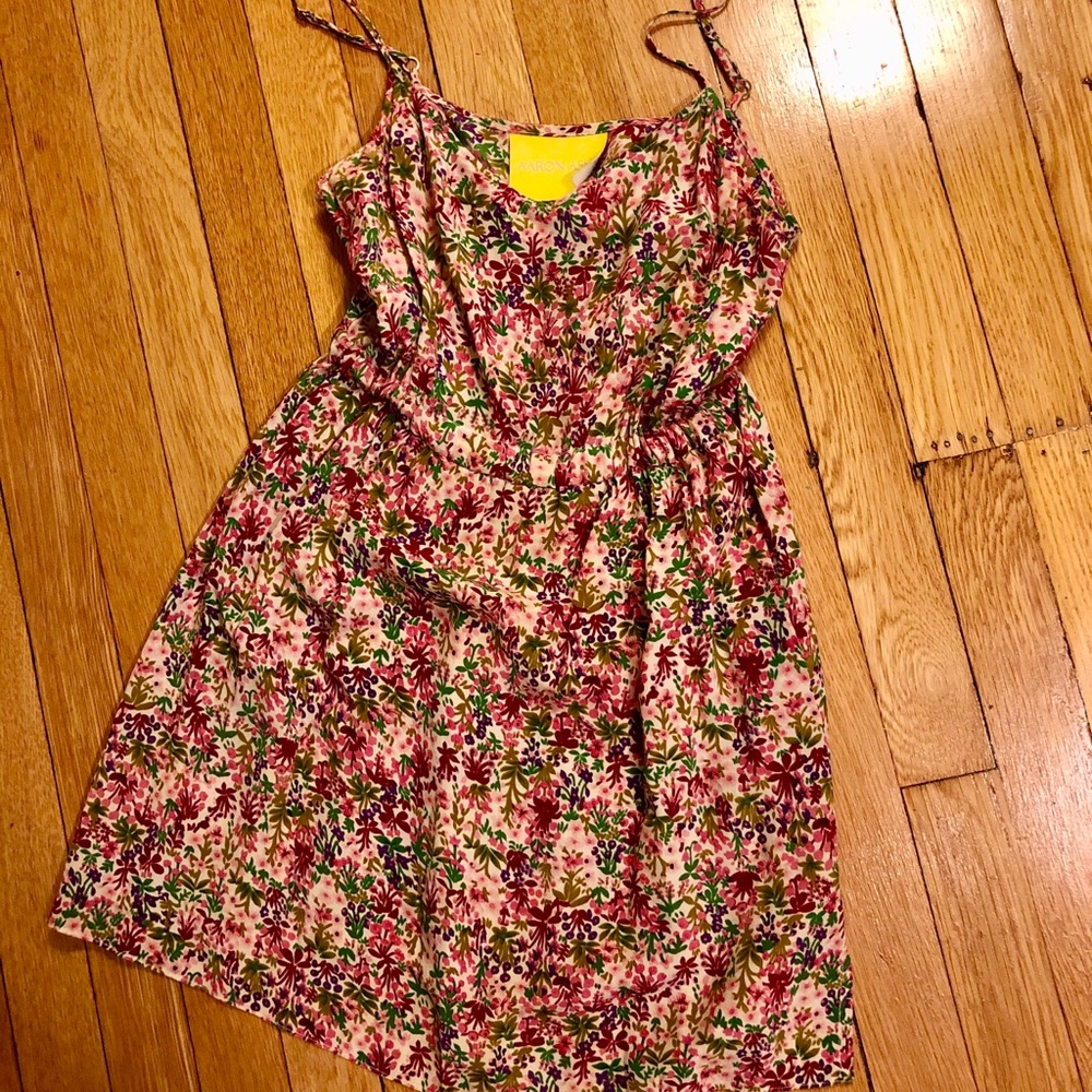 SOLD. Aaron Ashe Pink Tropical Dress Small